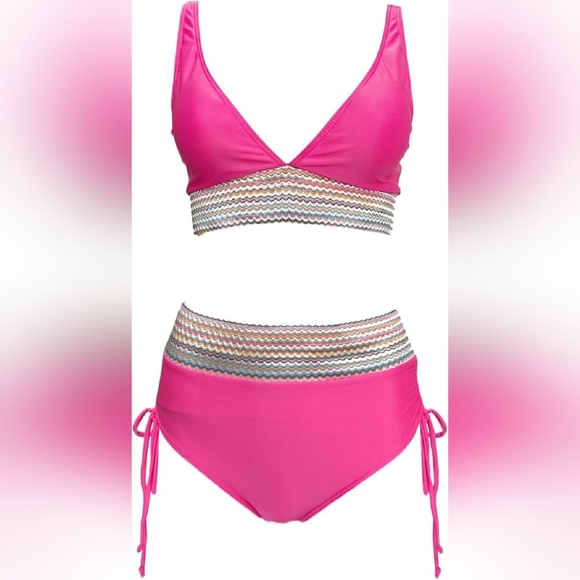 Pink V Neck Bikini - Size XL - Picture 1 of 6